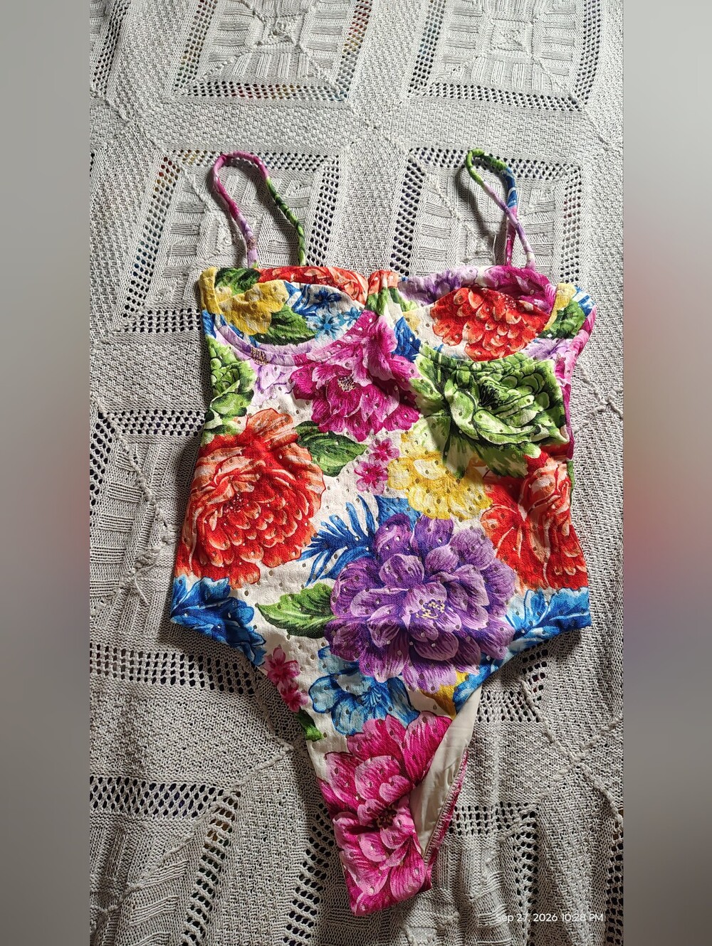 Farm Rio Chita Rainbow Floral pattern One-Piece